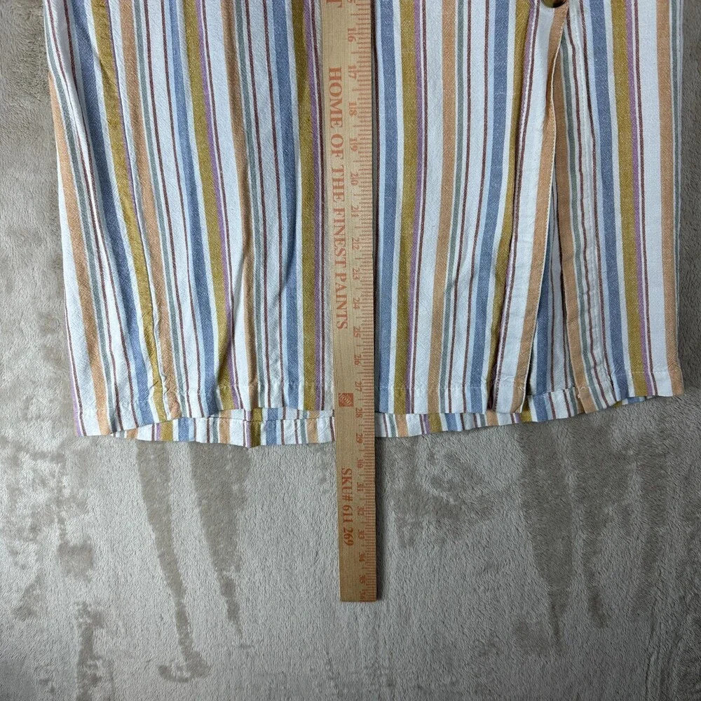 Aeropostale Skirt Womens Small Multi Color Stripe Button Front Midi Rayon Linen